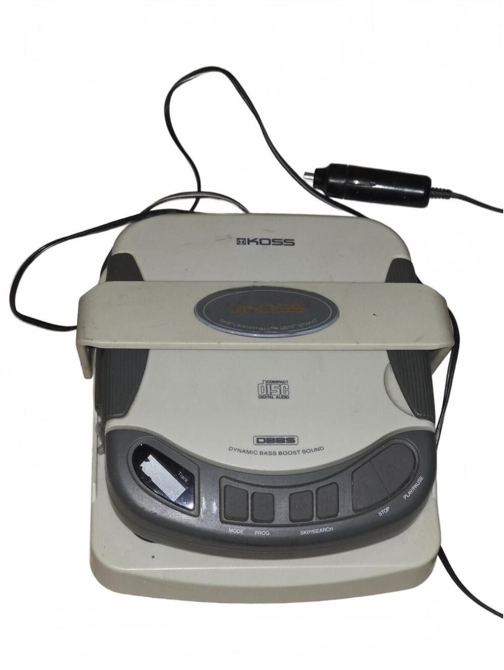 Vtg Koss Dynamic Bass Boost Portable CD Player CDP450 W/DC Converter Stabilizer